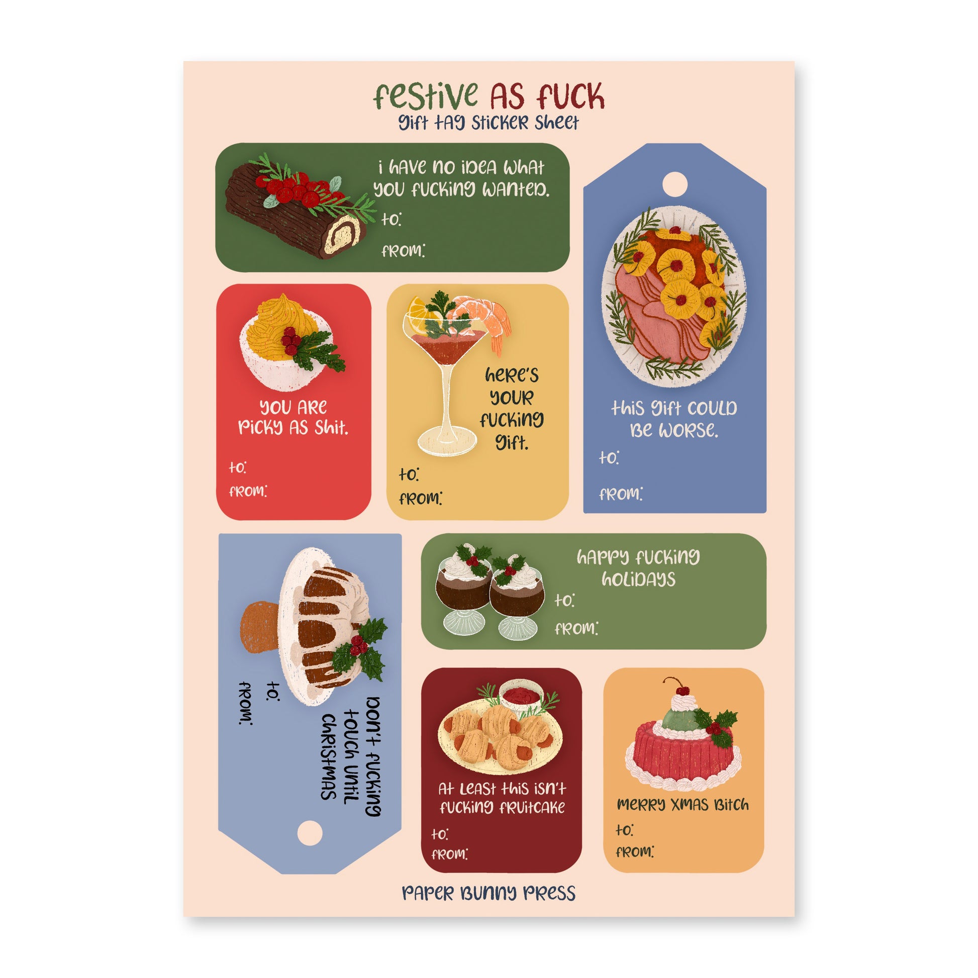 Festive as Fuck - Gift Tag Sticker Sheets
