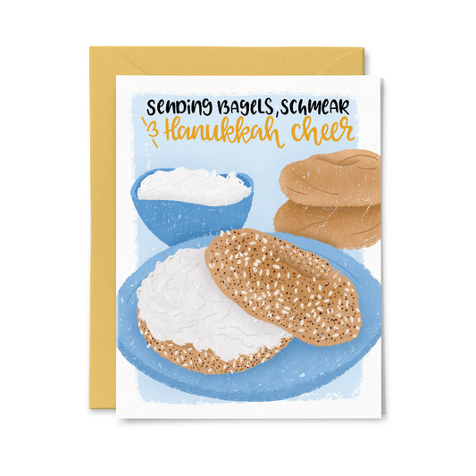 Bagels, Schmear and Hanukkah Cheer Greeting Card