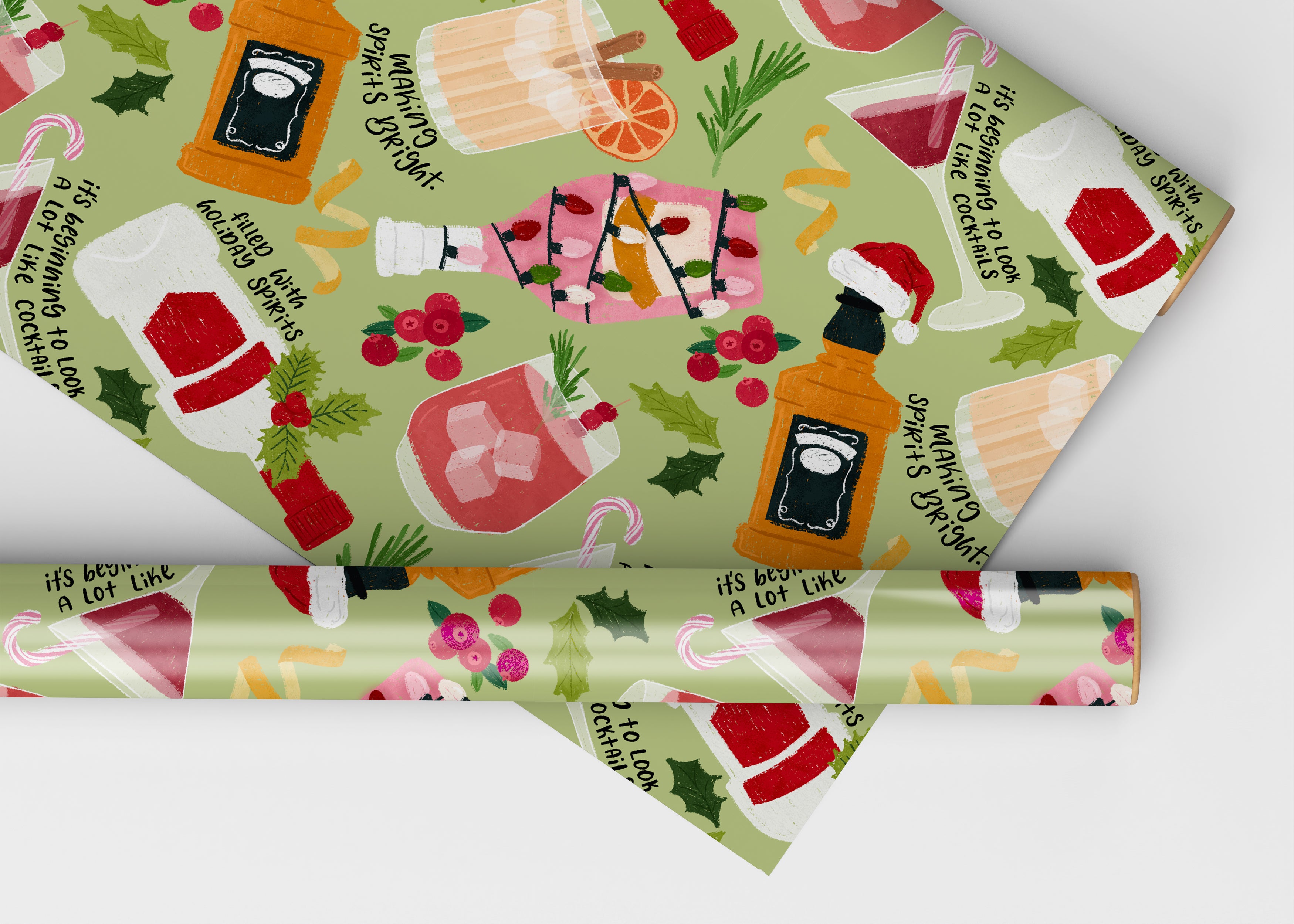 Making Spirts Bright Cocktail Wrapping Paper