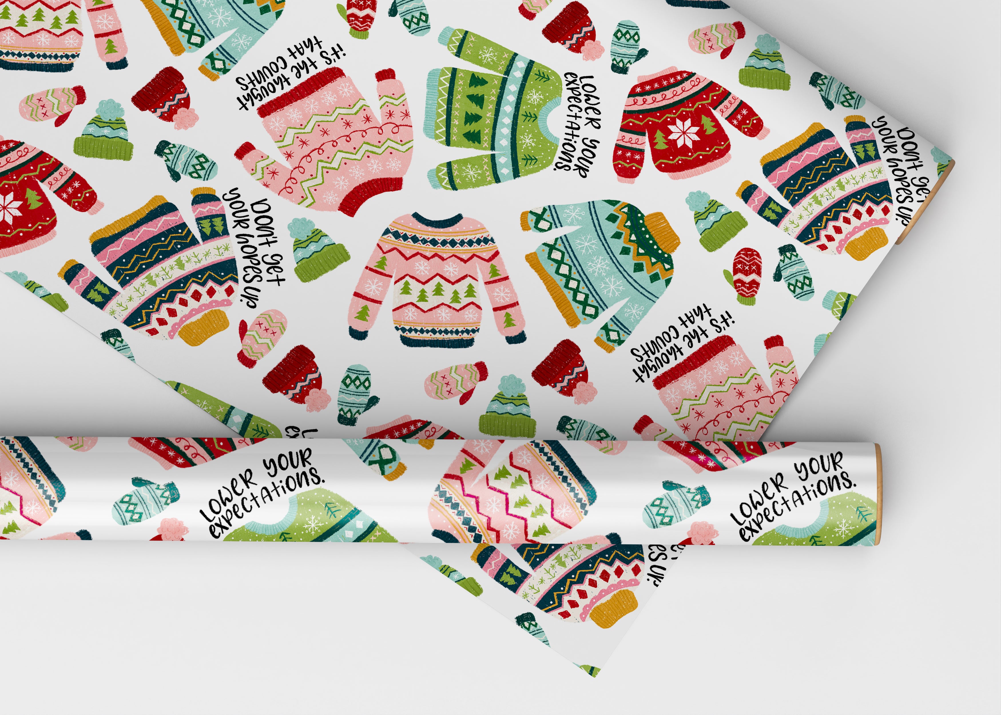 Ugly Sweater Christmas Wrapping Paper - 3 Sheets