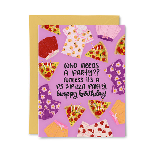 Pizza Party Birthday Greeting Card