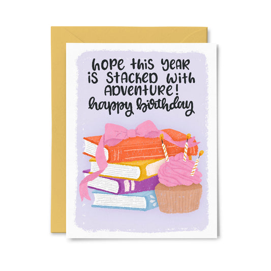 Stacked with Adventure Birthday Greeting Card