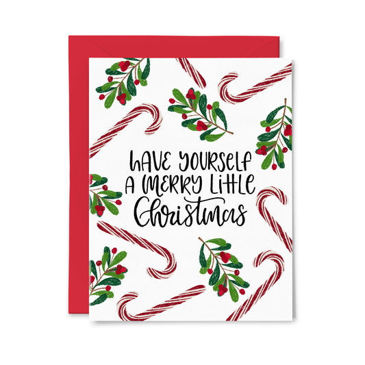Candy Canes and Mistletoe Greeting Card