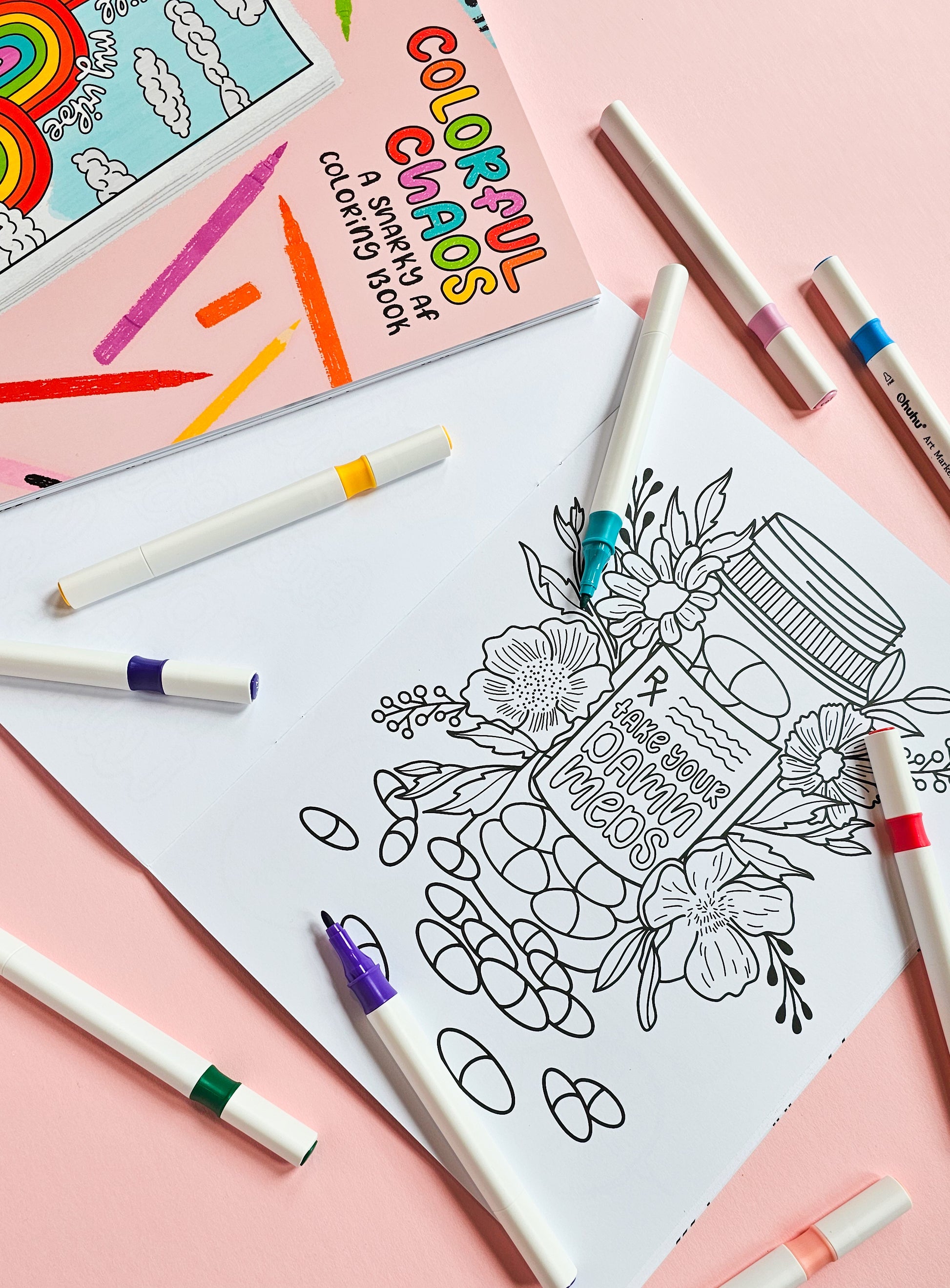 Colorful Chaos, a snarky coloring book