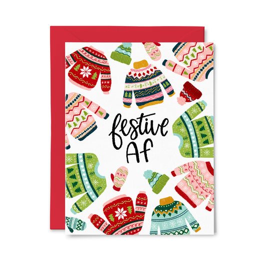 Festive AF Holiday Greeting Card