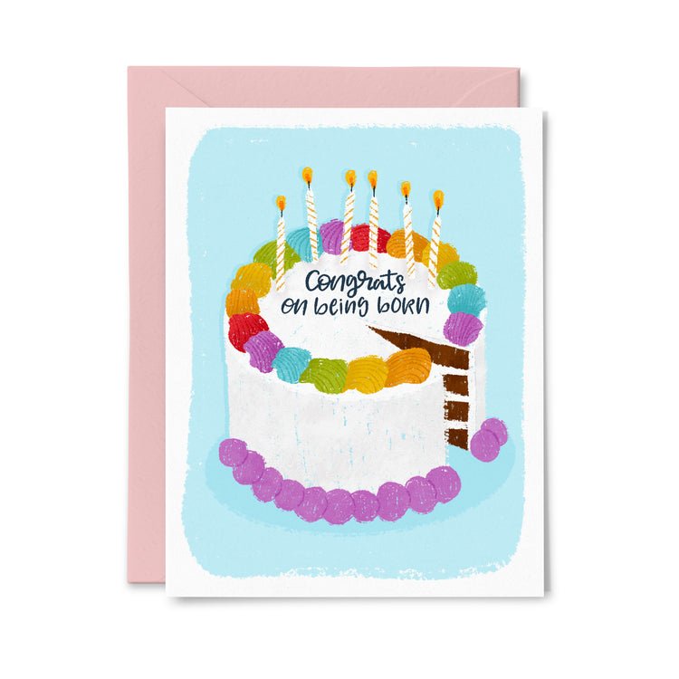 Congrats on Being Born Cake Greeting Card