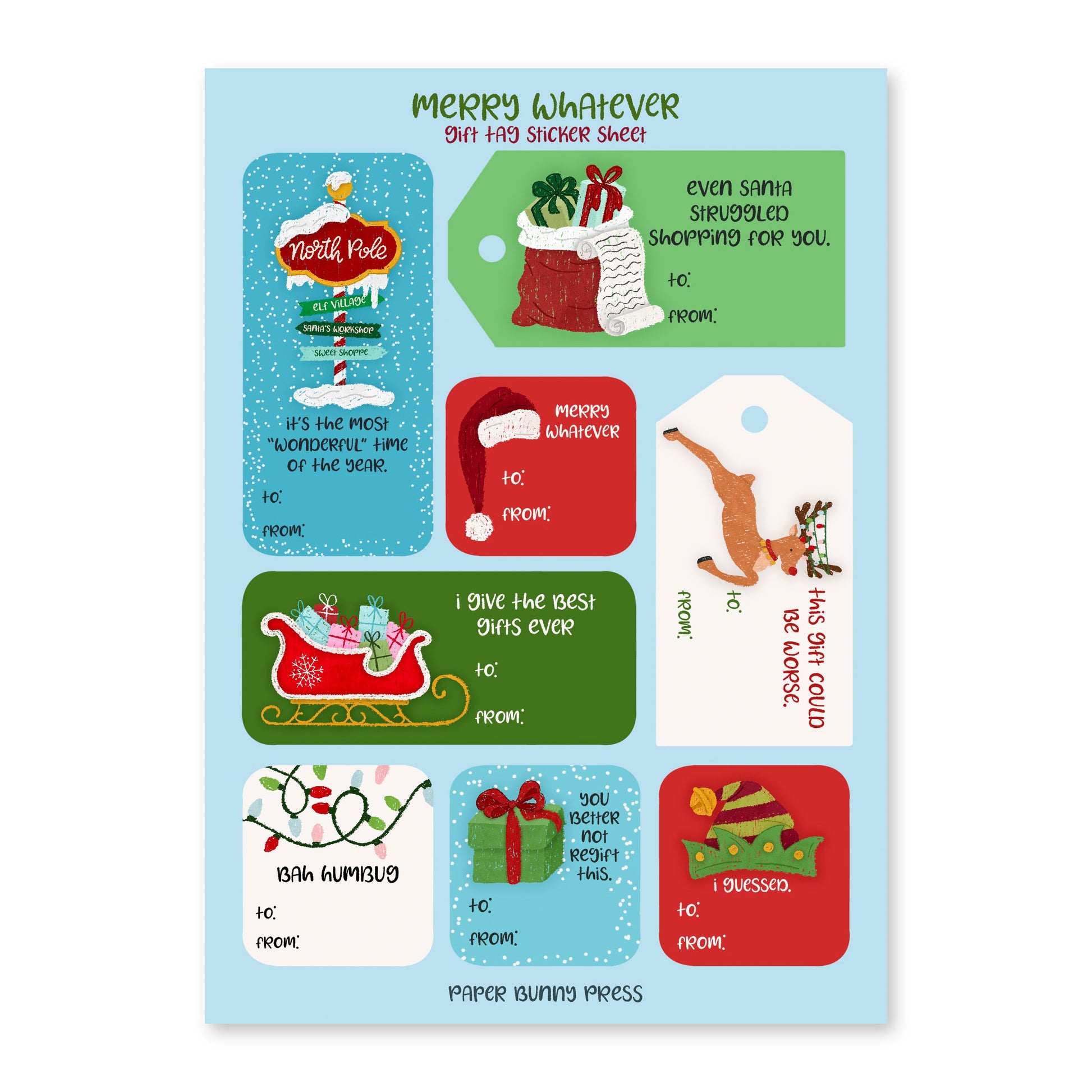 Merry Whatever - Gift Tag Sticker Sheets