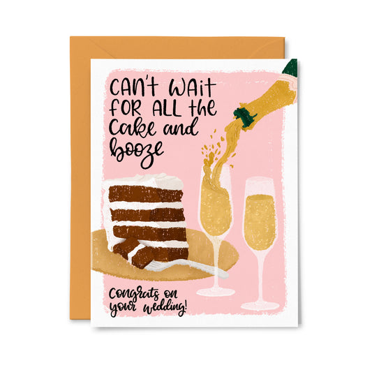 Cake and Booze Wedding Greeting Card