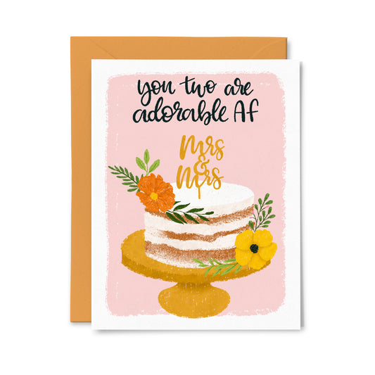 Mrs. and Mrs. Wedding Cake Greeting Card