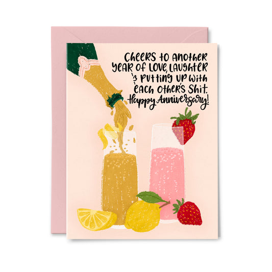 Cheers to Another Year Anniversary Greeting Card