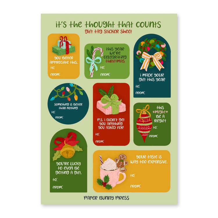It's The Thought That Counts - Gift Tag Sticker Sheets