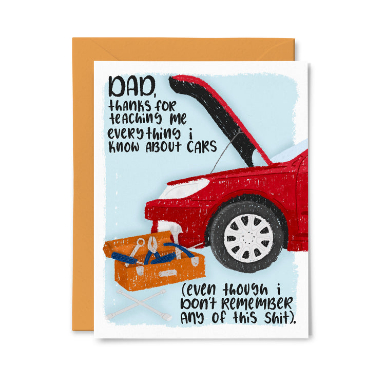 Teaching me about Cars Dad Greeting Card