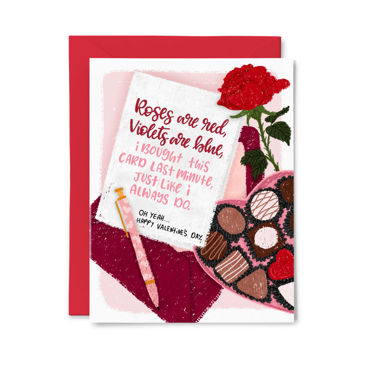 Last Minute Card Valentine's Day Greeting Card