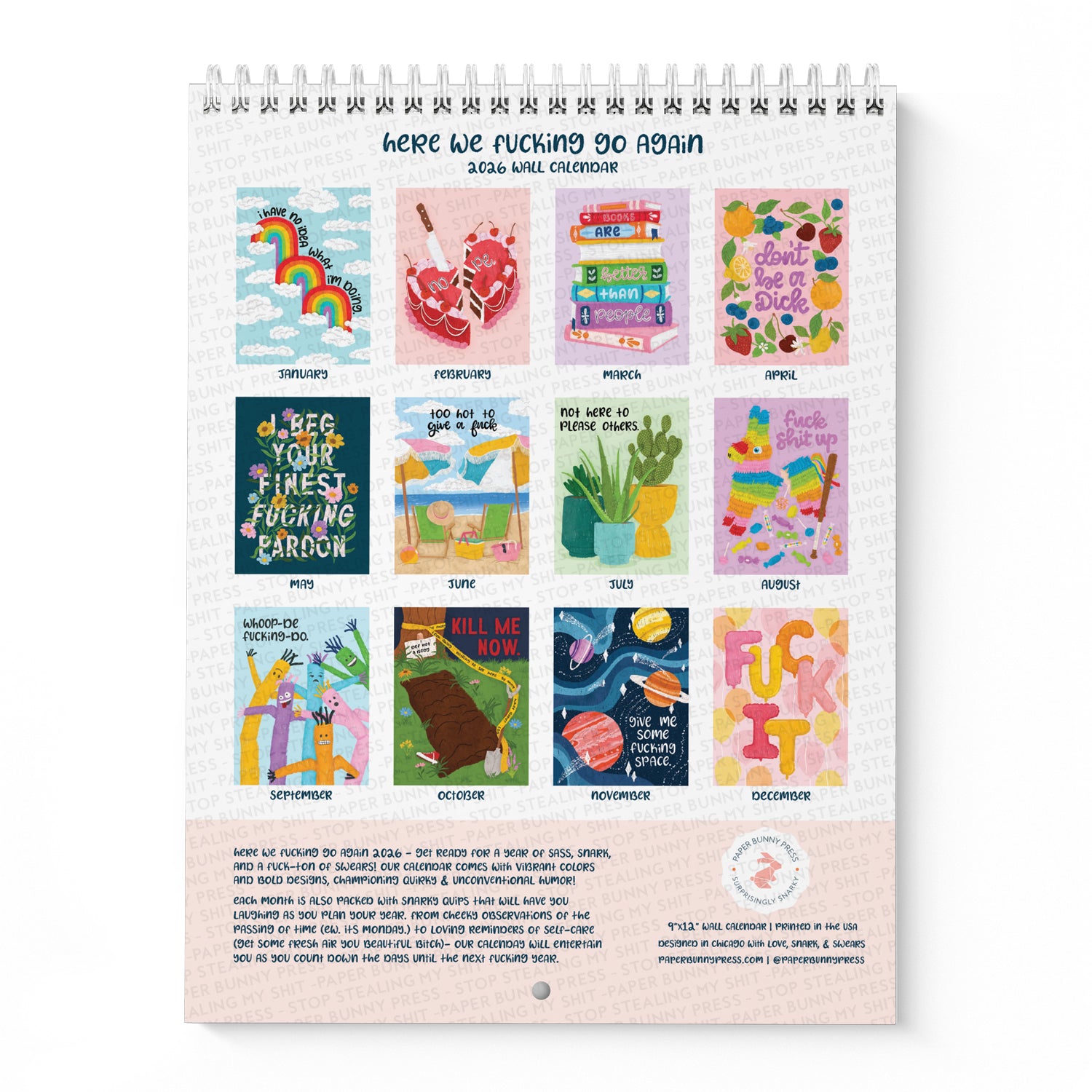 2026 Here We Fucking Go Again Calendar