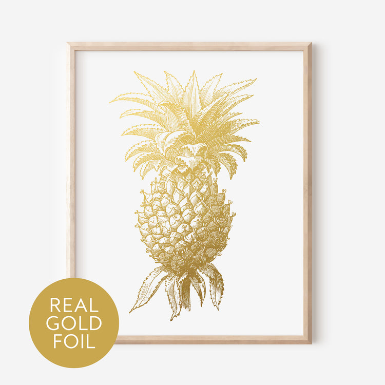Tropical Pineapple Gold Foil Print