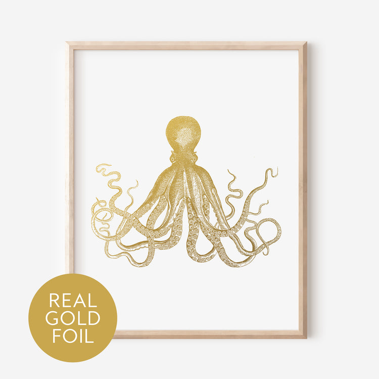 Octopus Gold Foil Print