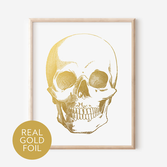 Human Skull Gold Foil Print