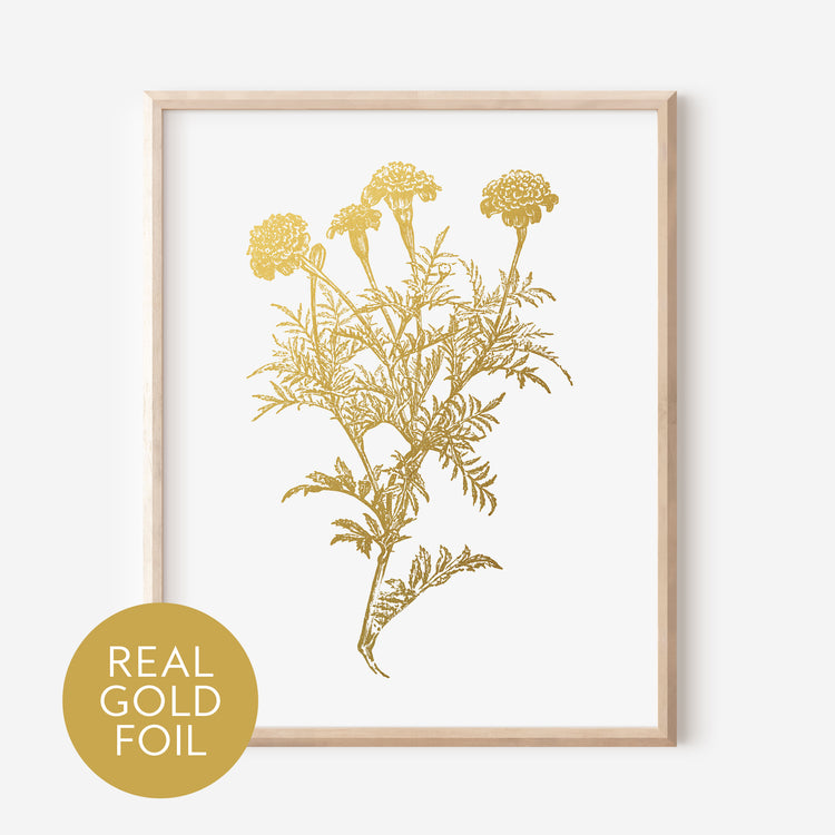 Marigold Gold Foil Print