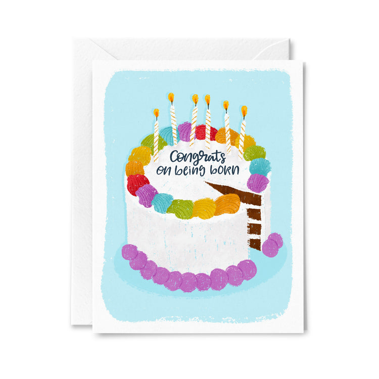 Congrats on Being Born Cake Greeting Card