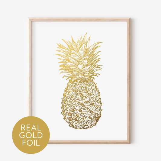 Pineapple Gold Foil Print