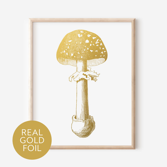 Toadstool Mushroom Gold Foil Print
