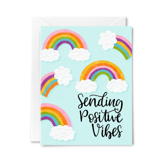 Positive Vibes Rainbow Greeting Card