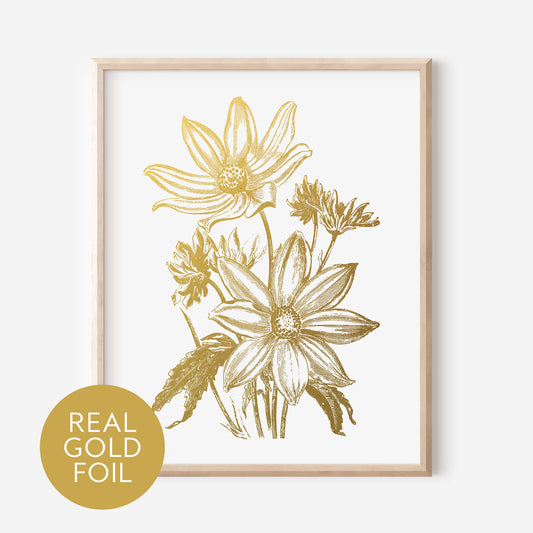 Daisy Gold Foil Print
