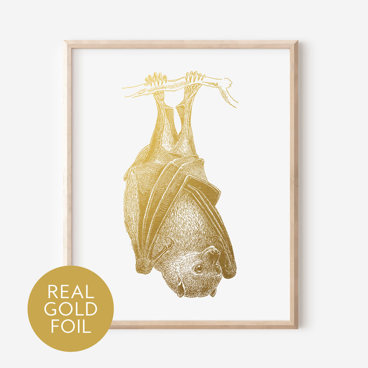 Hanging Bat Gold Foil Print