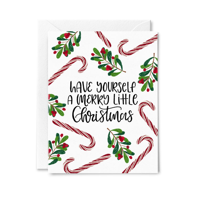 Candy Canes and Mistletoe Greeting Card