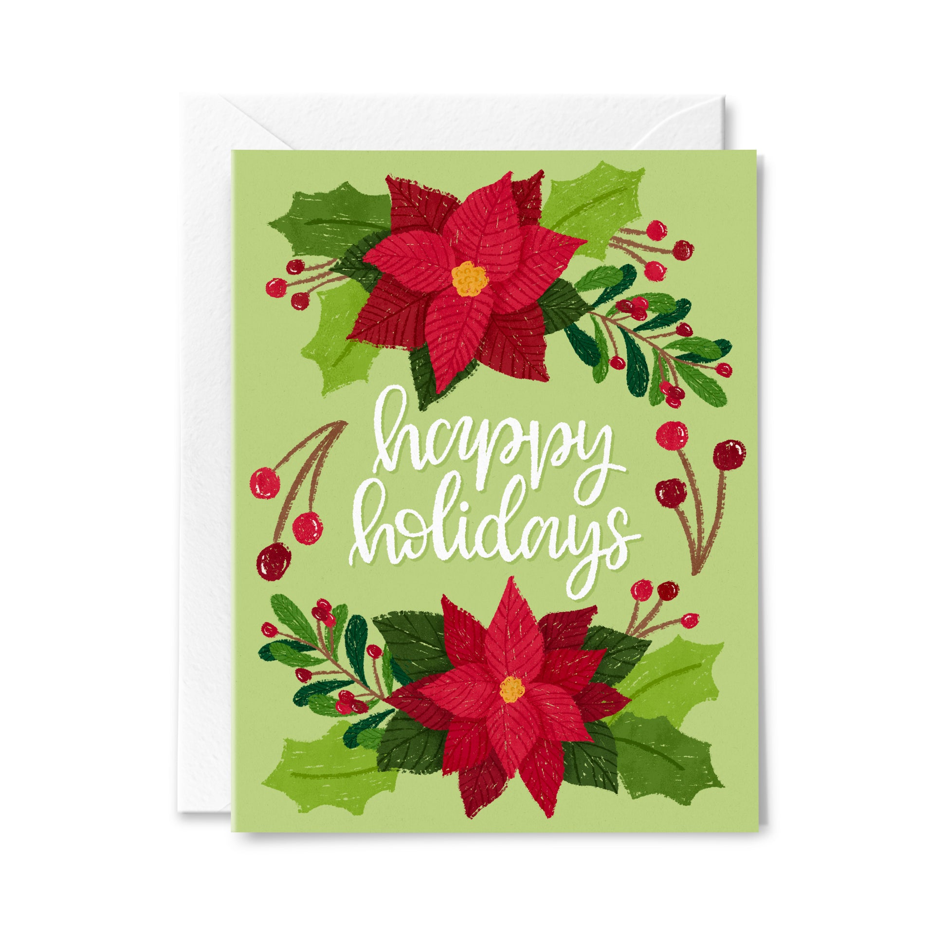 Happy Holidays Poinsettia Greeting Card