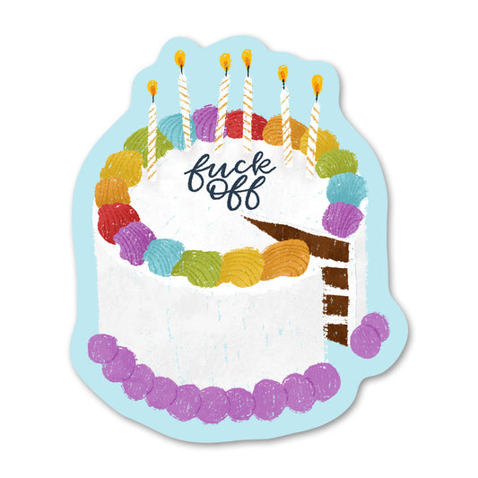 Fuck Off Rainbow Cake Sticker