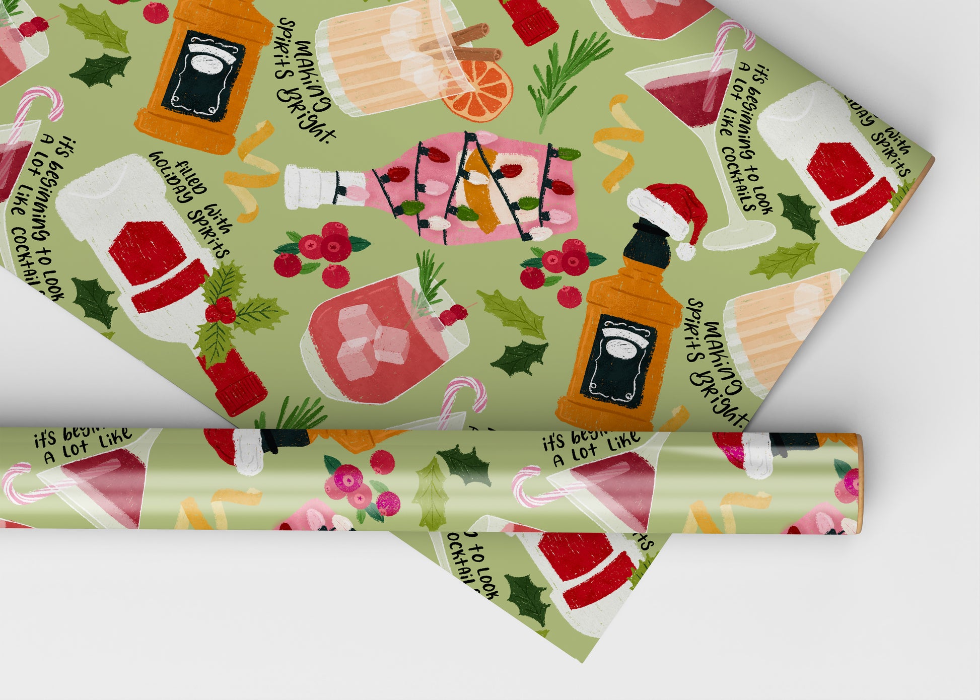 Making Spirts Bright Cocktail Wrapping Paper