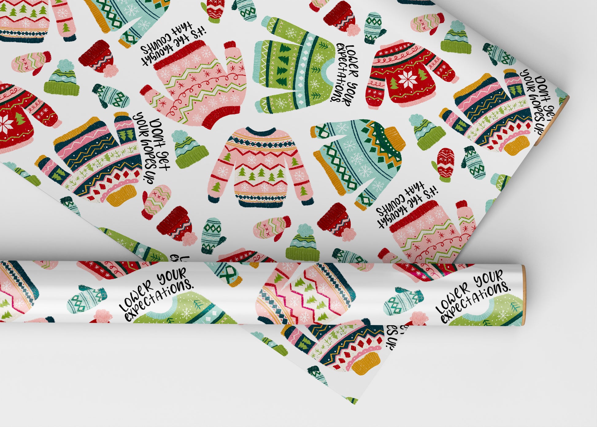 Ugly Sweater Christmas Wrapping Paper - 3 Sheets